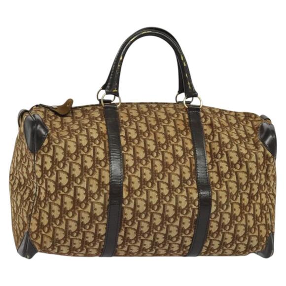 DIOR Trotter Canvas Boston Bag Brown Gold - Picture 1 of 11